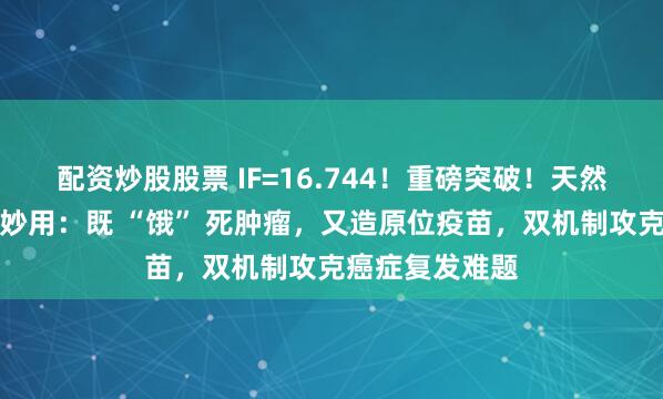配资炒股股票 IF=16.744！重磅突破！天然单宁酸的抗癌妙用：既 “饿” 死肿瘤，又造原位疫苗，双机制攻克癌症复发难题